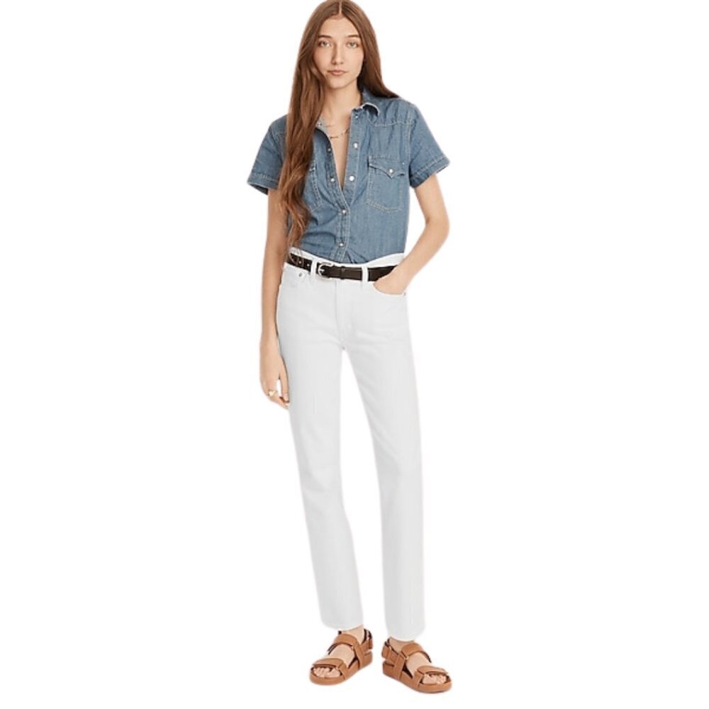 J. Crew 9" Vintage Slim-Straight Jeans White Women's Size 33 Denim Jean